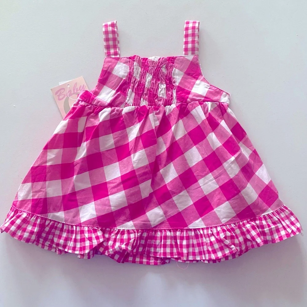 Baby Girl  Q Pink Checkered Tunic Dress Size 24M